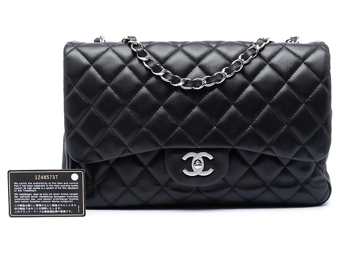 Chanel Black Jumbo Classic Lambskin Single Flap Nero - vista 6