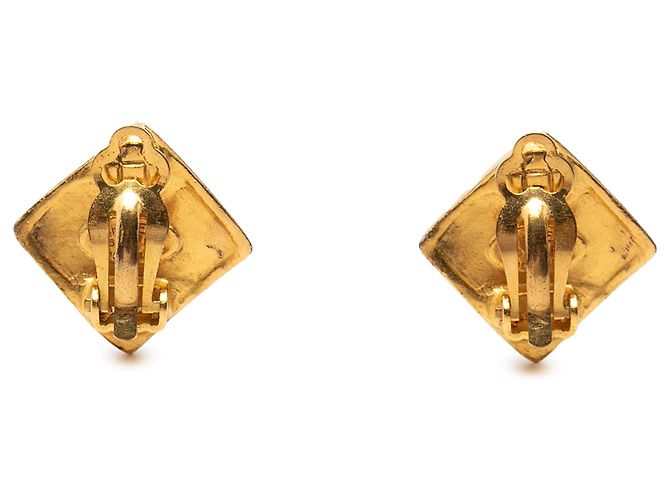 Orecchini Chanel Gold CC placcati oro a forma di rombo con clip D'oro - vista 2