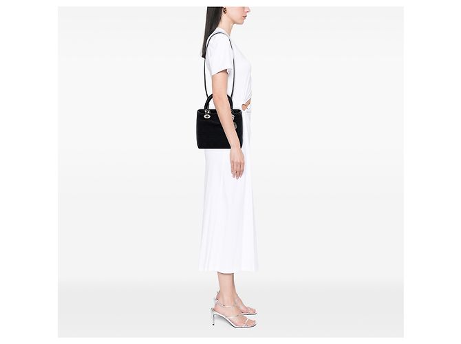 Dior Black Medium Nylon Cannage Lady Dior Nero - vista 6