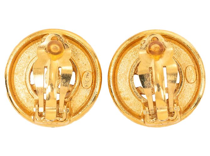 Orecchini Chanel Gold CC placcati oro tondi con clip D'oro - vista 2
