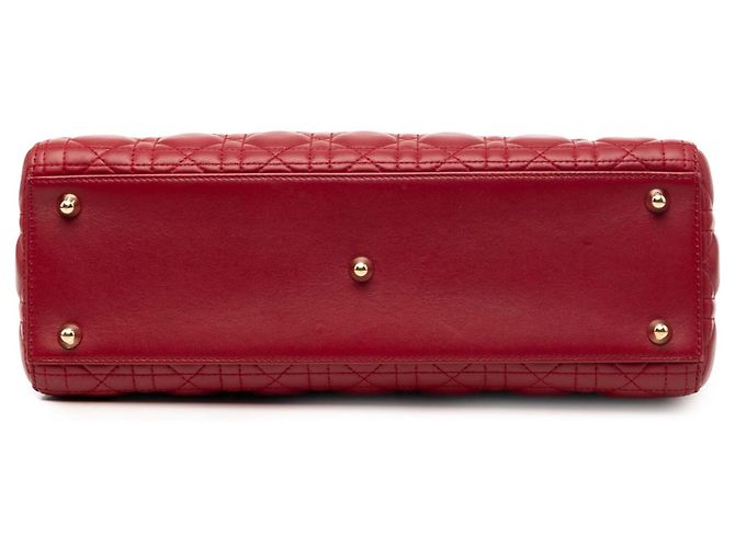 Lady Dior in agnello cannage rosso grande - vista 3