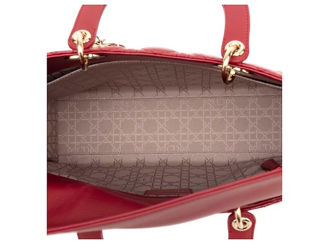 Lady Dior in agnello cannage rosso grande - vista 4