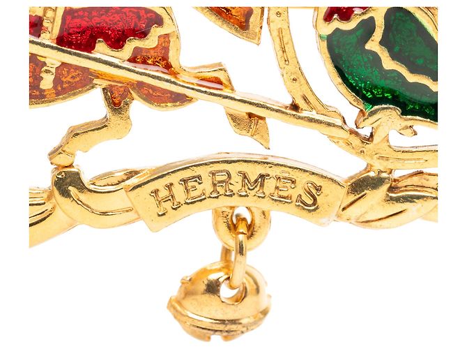 Spilla Christmas Carriage in smalto e placcato oro Gold di Hermès D'oro - vista 3