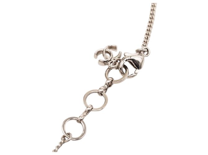 Collana con pendente Robot Cat in ottone argentato, resina, strass e perle finte Chanel Argento - vista 4
