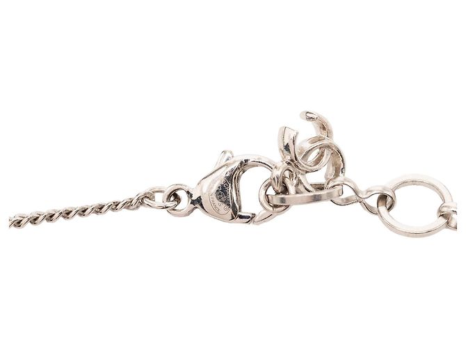 Collana con pendente Robot Cat in ottone argentato, resina, strass e perle finte Chanel Argento - vista 5
