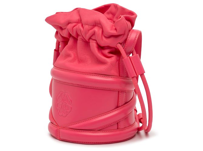 Borsa a secchiello The Soft Curve in pelle di vitello rosa Alexander McQueen - vista 2
