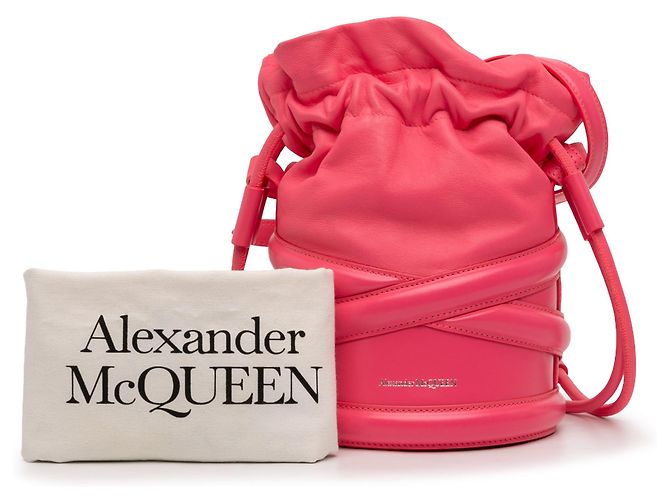 Borsa a secchiello The Soft Curve in pelle di vitello rosa Alexander McQueen - vista 7