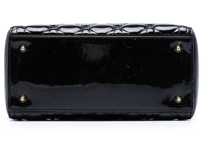 Dior Lady Dior Cannage nero medio in vernice - vista 3