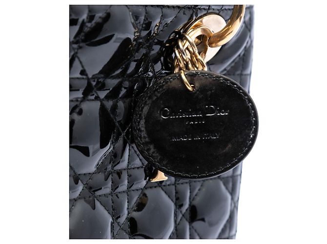 Dior Lady Dior Cannage nero medio in vernice - vista 5