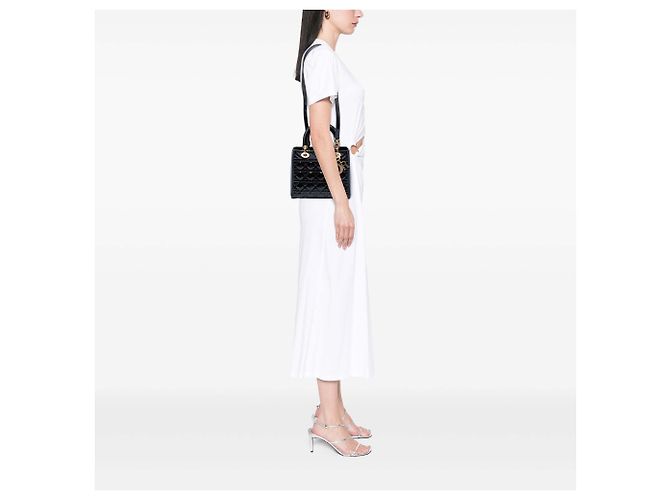 Dior Lady Dior Cannage nero medio in vernice - vista 6