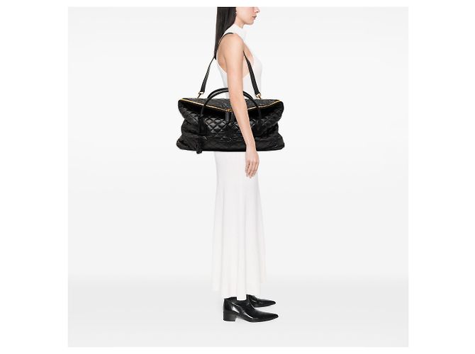 Borsa da viaggio ES Giant in pelle di vitello trapuntata nera Saint Laurent Nero - vista 8