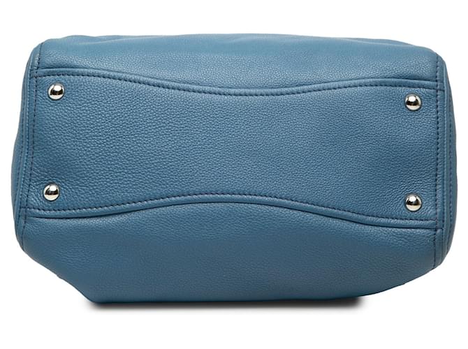 Miu Miu Borsa Small Vitello Phenix Blu - vista 3