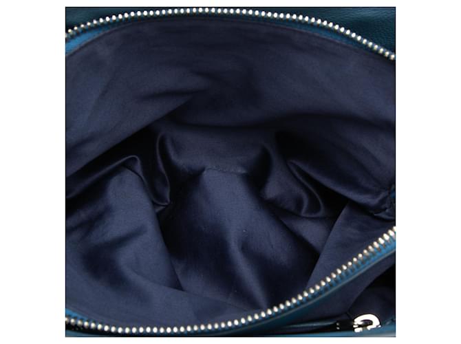 Miu Miu Borsa Small Vitello Phenix Blu - vista 4