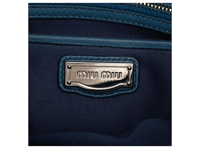 Miu Miu Borsa Small Vitello Phenix Blu - vista 5