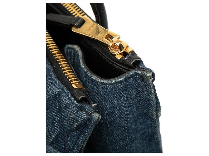 Miu Miu Blue Matelasse Denim Biker Tote - view 6