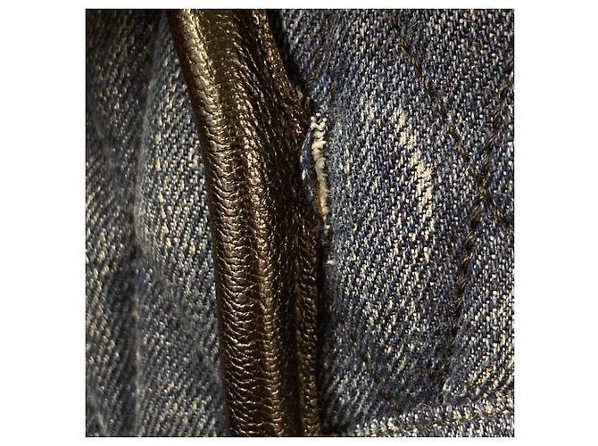 Miu Miu Blue Matelasse Denim Biker Tote - view 7