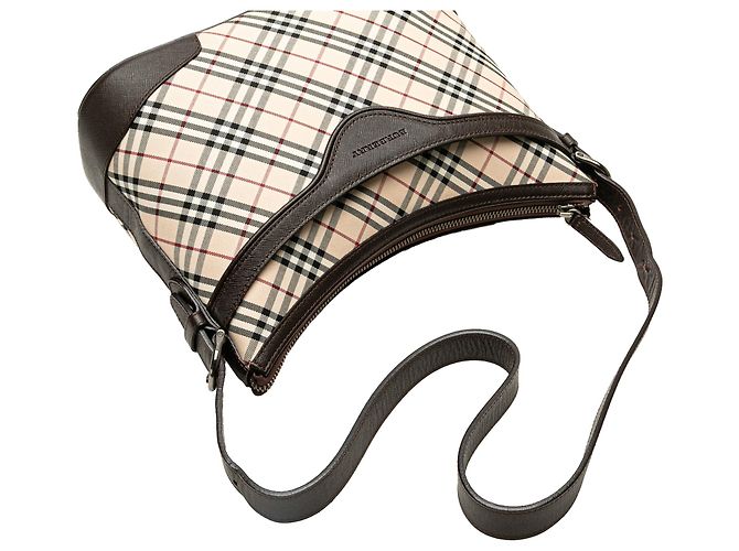 Borsa a tracolla in tela Burberry Beige Nova Check - vista 11