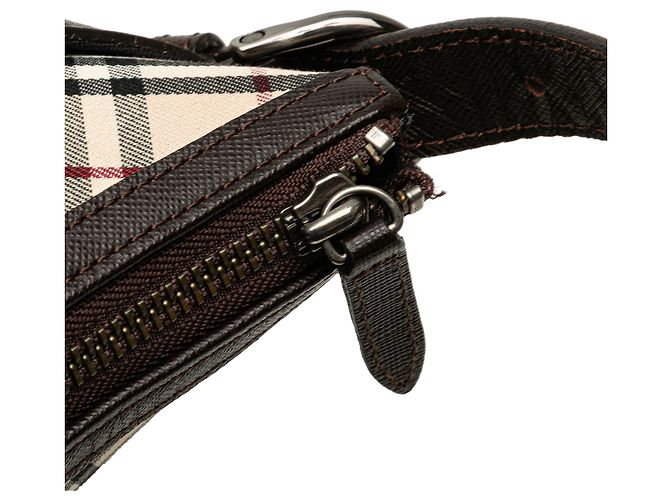 Borsa a tracolla in tela Burberry Beige Nova Check - vista 7