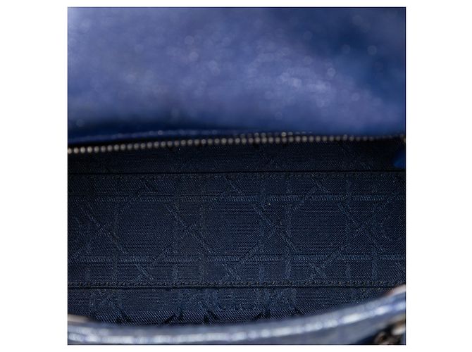 Lady Dior Cannage in agnello iridescente blu mini Blu scuro - vista 4