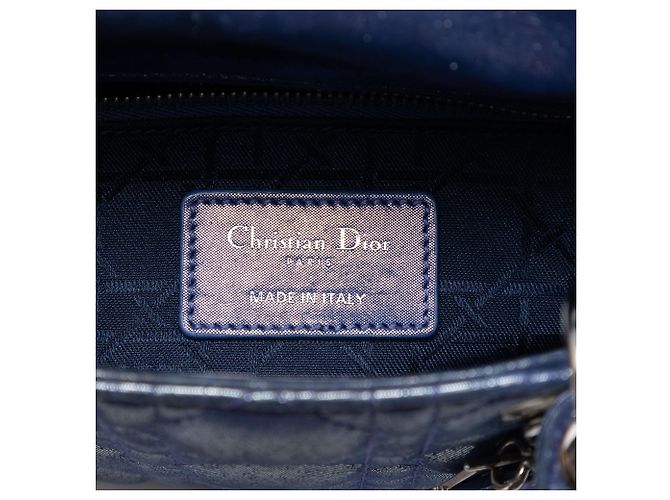 Lady Dior Cannage in agnello iridescente blu mini Blu scuro - vista 5