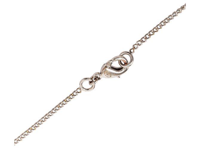 Colar com pingente Chanel Silver CC Brass Strass Prata - vista 4