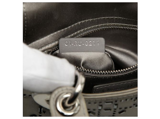 Lady Dior Mini in raso grigio con decorazioni in cristallo Cannage di Dior Marrone - vista 7