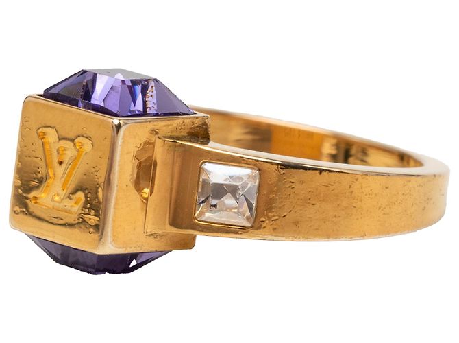 Anello Cocktail Gamble in Oro e Cristallo Placcato Oro Louis Vuitton L D'oro - vista 2
