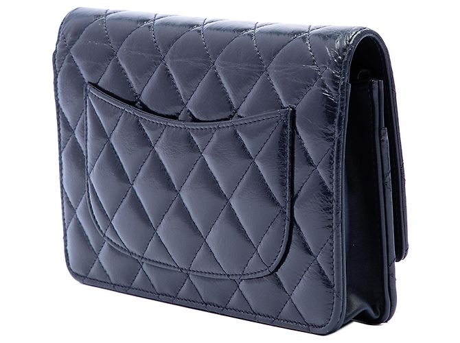 Wallet On Chain Portafoglio con catena Chanel Blue Quilted Shiny Aged Calfskin Reissue 2.55 Blu navy - vista 2