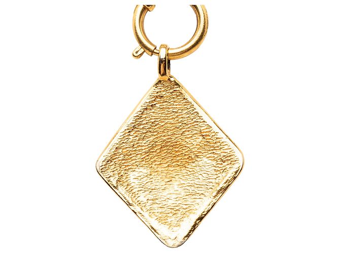 Collana con pendente Chanel Gold CC placcato oro a forma di diamante D'oro - vista 3