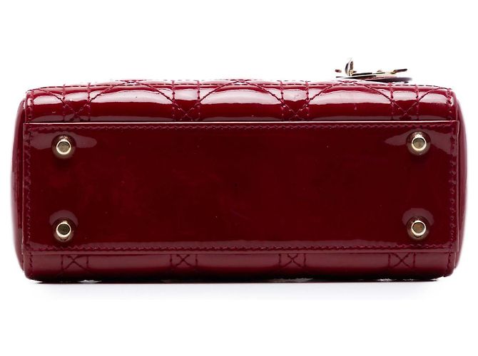 Lady Dior mini in vernice rosso cannage Bordò - vista 3