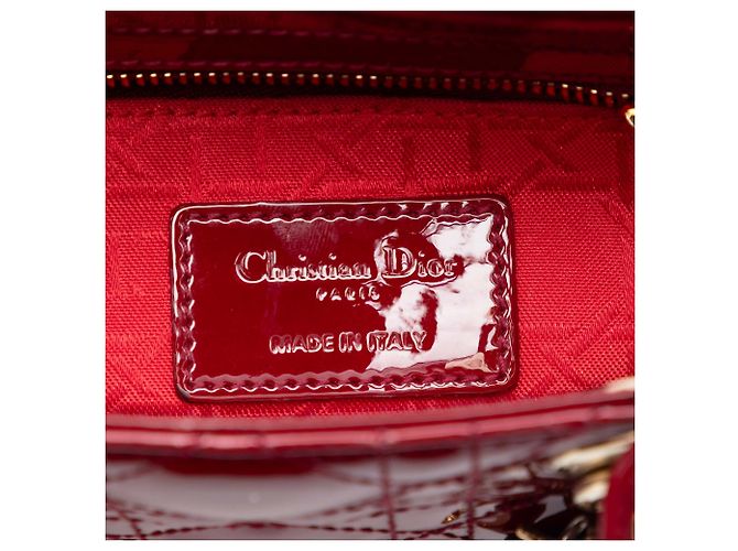 Lady Dior mini in vernice rosso cannage Bordò - vista 5