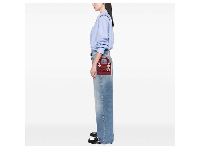 Lady Dior mini in vernice rosso cannage Bordò - vista 6