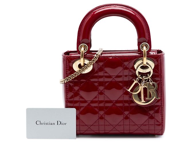 Lady Dior mini in vernice rosso cannage Bordò - vista 7