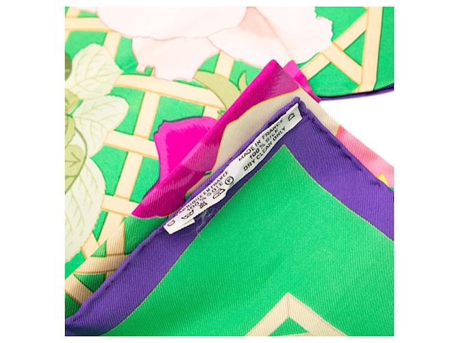 Sciarpa in seta Hermès Green Roseraie 90 Verde - vista 2