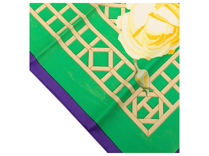 Sciarpa in seta Hermès Green Roseraie 90 Verde - vista 3