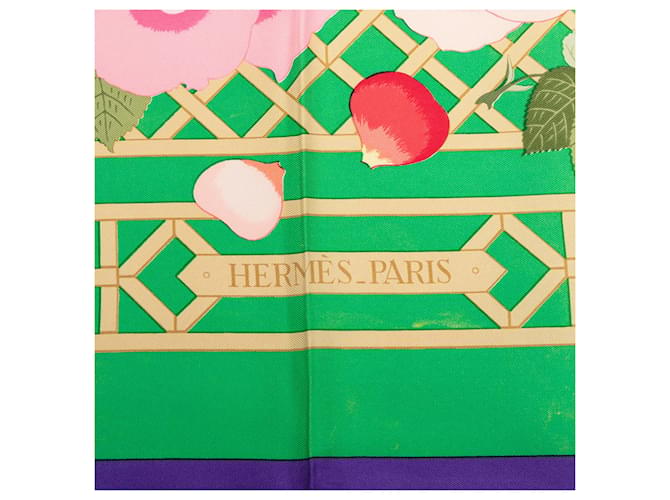 Sciarpa in seta Hermès Green Roseraie 90 Verde - vista 4