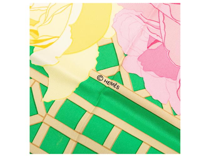 Sciarpa in seta Hermès Green Roseraie 90 Verde - vista 7