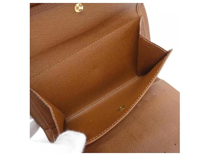 Louis Vuitton Monogram Portefeuille Tresor Etui Papier Wallet Marrone - vista 6