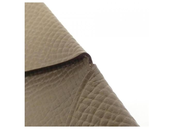 Hermès Tarjetero Calvi Hermes Beige Gris pardo - vista 3