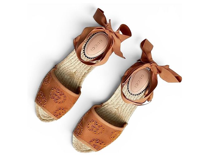 Gucci Keilabsatz-Espadrilles aus Wildleder Braun - Ansicht 14