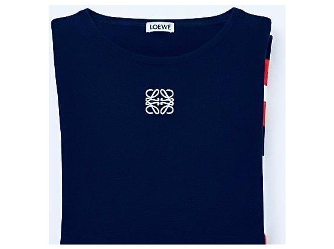 Loewe langes Strickkleid in Navy Blau mit Streifen Blanco Azul Naranja - vista 10
