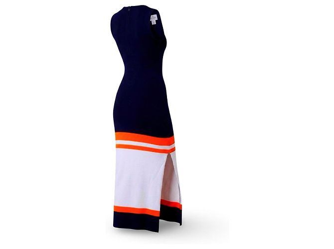 Loewe langes Strickkleid in Navy Blau mit Streifen Blanco Azul Naranja - vista 12