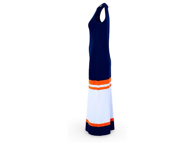 Loewe langes Strickkleid in Navy Blau mit Streifen Blanco Azul Naranja - vista 3