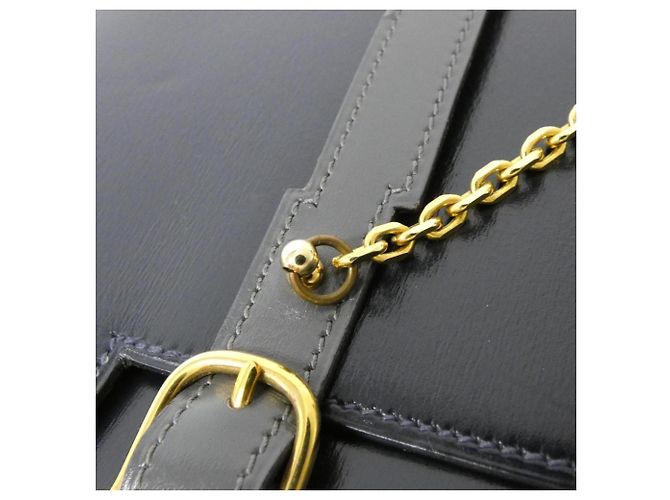 Borsa a mano Hermès blu navy in pelle box calf - vista 8