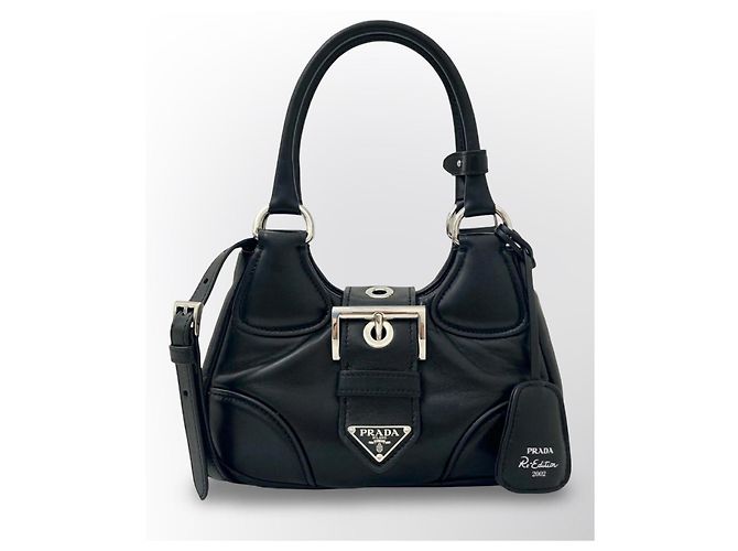 Prada Moon Re-Edition 2002 Handtasche aus schwarzem Leder - Ansicht 17