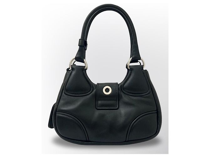 Prada Moon Re-Edition 2002 Handtasche aus schwarzem Leder - Ansicht 18