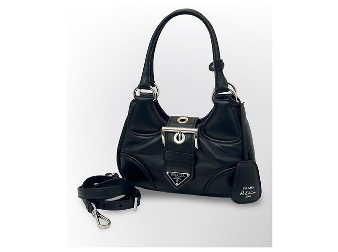 Prada Moon Re-Edition 2002 Handtasche aus schwarzem Leder - Ansicht 2