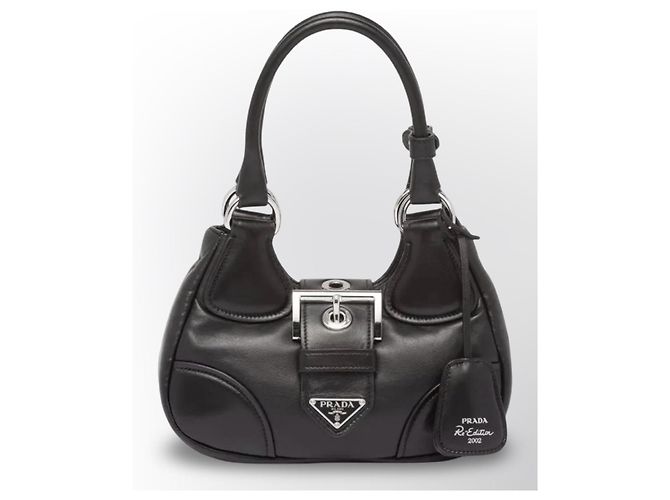 Prada Moon Re-Edition 2002 Handtasche aus schwarzem Leder - Ansicht 6