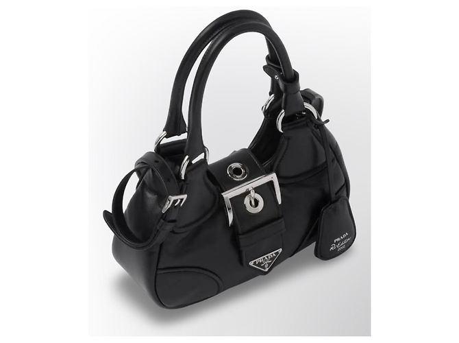Prada Moon Re-Edition 2002 Handtasche aus schwarzem Leder - Ansicht 7