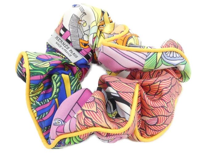 Hermès Scrunchie in seta Hermes ANIMAPOLIS Claudia Chouchou Multicolore Arancione - vista 2